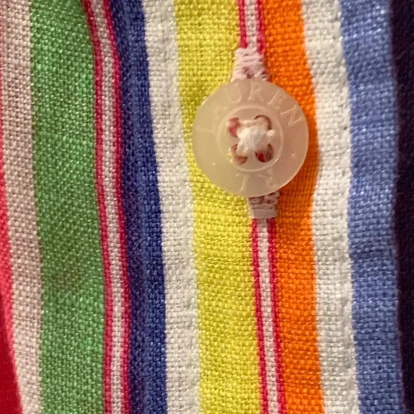 Lauren Ralph Lauren 💯% linen stripe ladies short sleeve shirt, button down - Picture 7 of 11